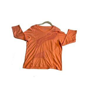 SIZE PL ALLISON DALEY ORANGE  3/4 SLEEVE TOP  SEQUIN ACCENT
